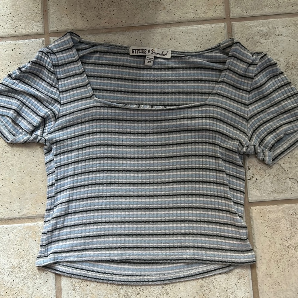 Gypsies & Moon dust X-Small cropped stripped baby tee